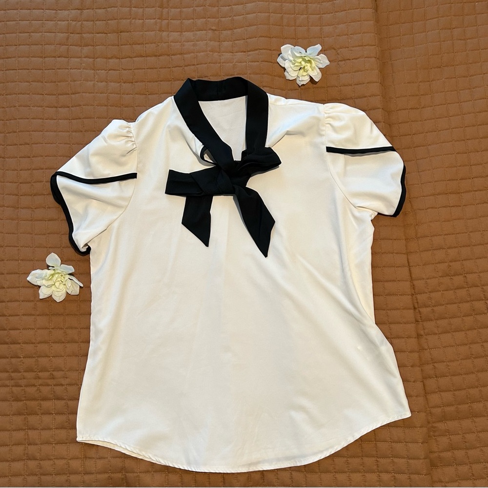 Elegant Cream and Black Women's Top